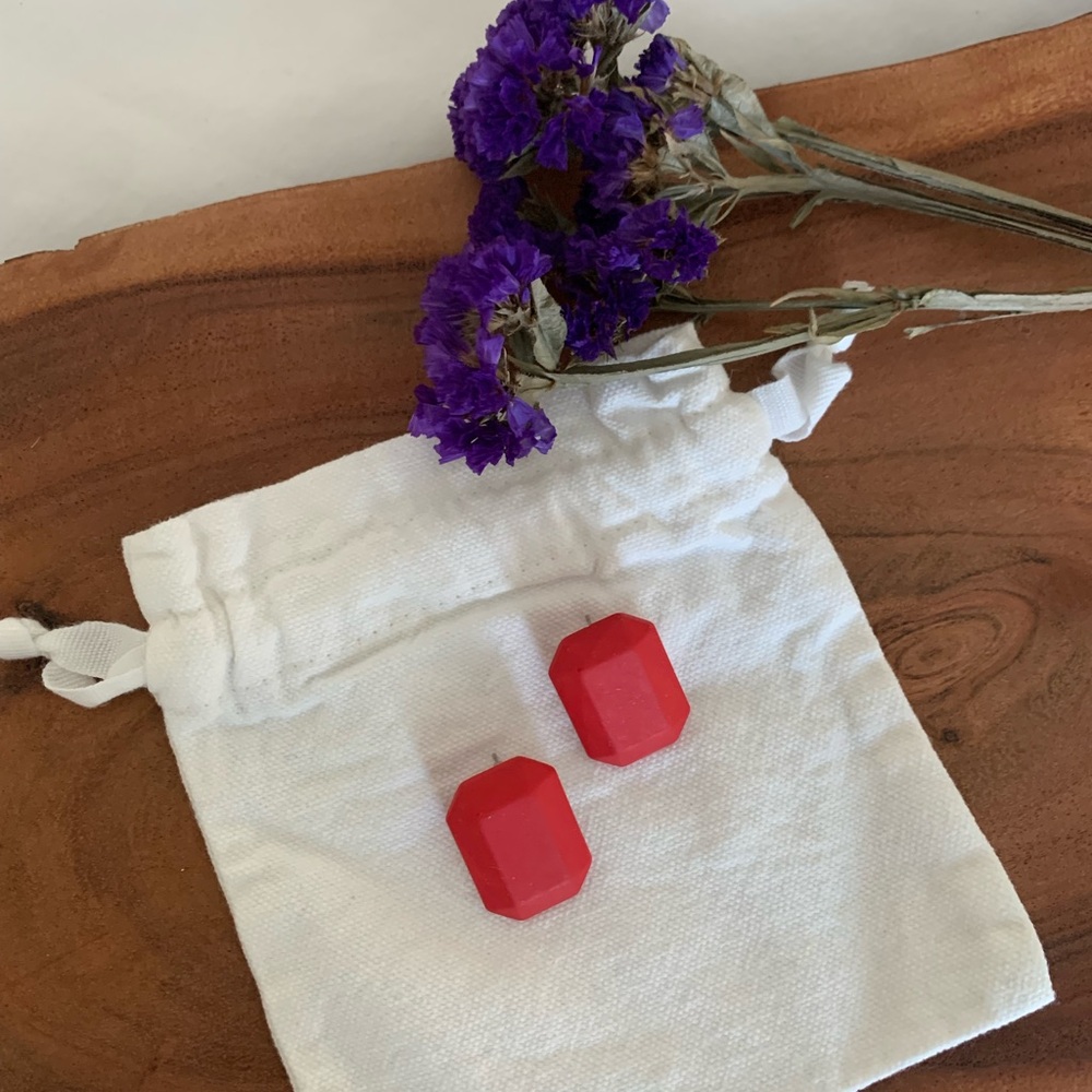 Red Geometric Earrings
